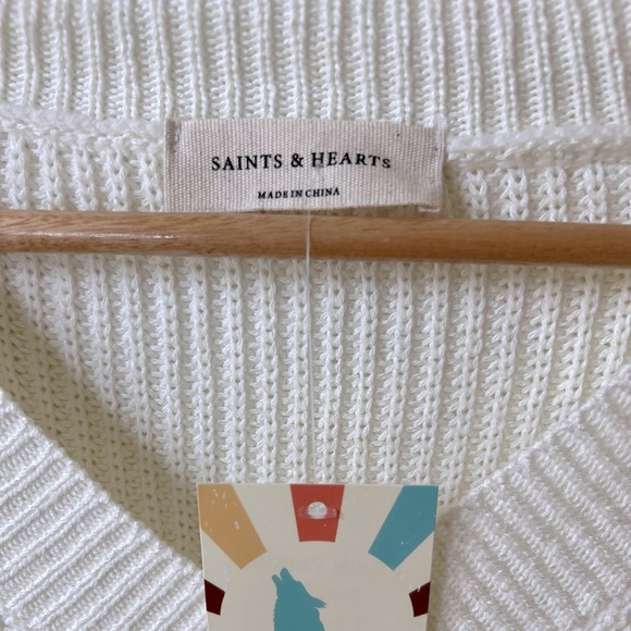 Cable knit sweater NWTS cream small Hearts and Saints - Picture 3 of 6